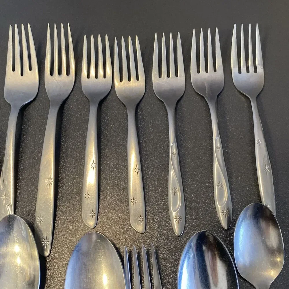 Vintage Atomic Star Starburst Flatware Spoons Forks Mixed Brands Ring Making
